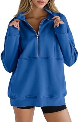 Fisoew Women's Half Zip Sweatshirts Fleece Stand Collar Long Sleeve Thumb Hole Oversized Pullovers w...
