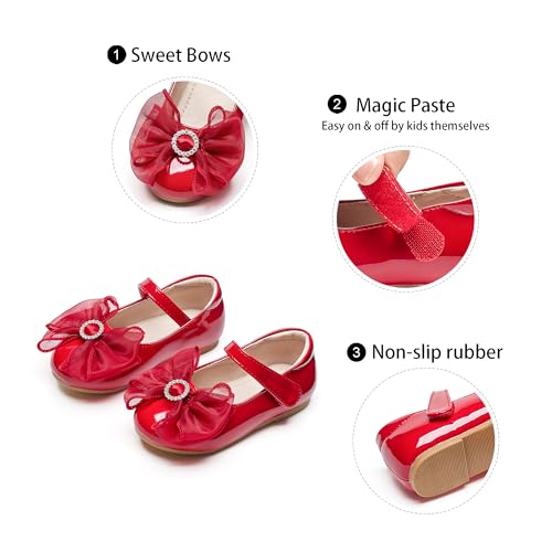 Image of GINFIVE Toddler Girls Dress Shoes Little Girls Mary Janes Ballerina Flats Shoes Toddler
