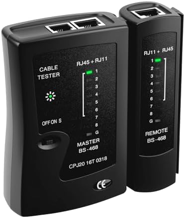 Mcbazel Network Cable Tester for RJ11/RJ45 – Ethernet & Phone Line Tester with Smart Indicator Display, Wire Mapping & Short Circuit Detection