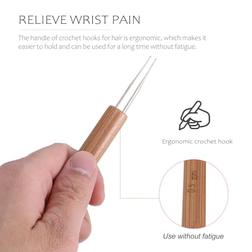 Agujas de entrelazado para rastas contra el cabello suelto, pack de 5 herramientas de madera 4