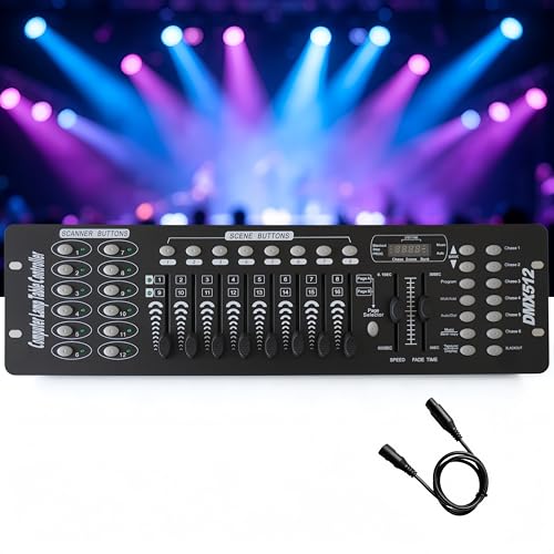 JCYWFLODY Professioanl 192 DMX Controller for DJ Lights DMX512 Stage Lighting DJ Controller Sound-Activated LED Display Programmable Scenes for Party Music Show Night Club KTV Moving Heads