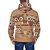 Tamiger Cute Big Brown Cartoon Owls Print Men'S Hoodie Casual Pullover Sweatshirt Winter Fall Spring Breathable Lightweight #5