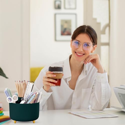 Skydue 360 Degree Rotating Desk Organizer, Dual-Purpose Pencil Pen Holder For Desk, Rotating Desk Pen Organizer With 5 Slots thumb #6