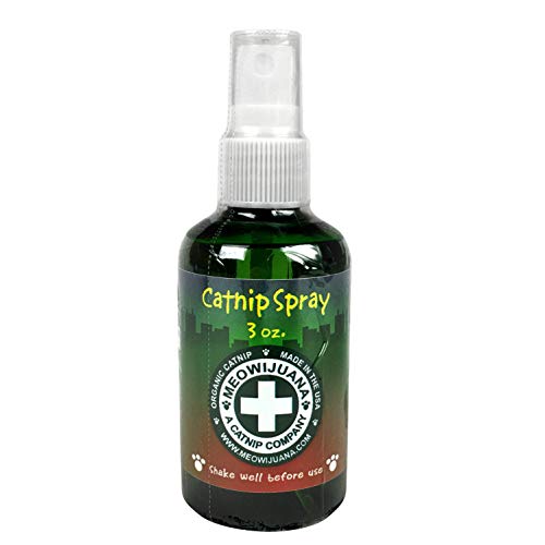 Meowijuana | Premium Catnip Spray | Organic | High Potency | Use On Cat Toys, Teasers, and Scratchers | Grown in The USA | Feline & Cat Lover Approved | 3 oz. Bottle