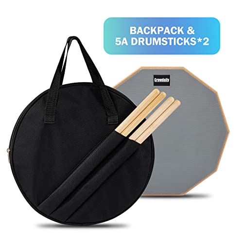 Drum Practice Pad for drumming drum pad and sticks 12 In,Sided With 2 Pairs/4 Maple 5A Drum Sticks & Storage Bag(Gray) by GrowDaily - Image 3