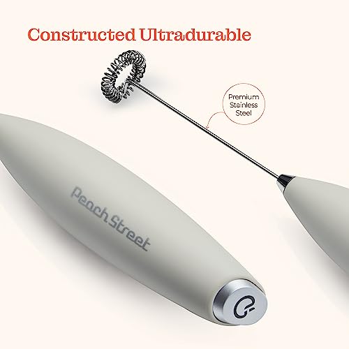 image for Peach Street Powerful Handheld Milk Frother, Mini Milk Foamer, Battery
