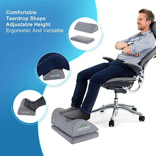 Foot Rest For Under Desk At Work, Office Desk Accessories - Foot Stool, Ergonomic Adjustable Memory Foam Footrest For Office Chair, Foot Stool For Office & Airplane Travel - Back & Leg Pain Relief #TOP2