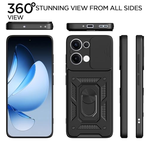 Image of Luxe Back Cover for Oppo K13 5G | D10 Tough Armor Case | Sliding Camera Shield | 360 Protection | Kickstand Ring Holder | Military-Grade Shockproof Bumper Case