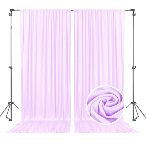 Image of 10 x 7 Feet Light Purple Backdrop Curtain for Partie, Background Curtains for Photoshoot, Birthday, Wedding, Halloween, Thanksgiving, Christmas, New Year Party Decorations 5Ft x 7Ft, 2 Panels