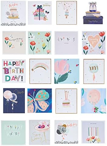 Multipack of 12 Happy Birthday Cards With 6 Designs - Lovely Sweet Design for Her