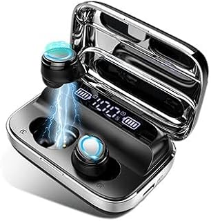 Pishon-Rio | F9-5 Wireless Earbuds Headphone BT 5.0 TWS Mini in-Ear Earbuds Sports Gaming HiFi LED Power Display Audifonos Headset (Black)