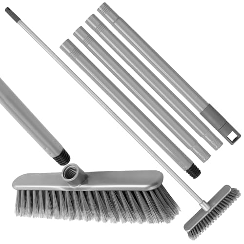 Hardys Soft Indoor Sweeping Brush - Indoor Soft Broom for Laminate, Vinyl, Tile & Wooden Floors - Collapsible Broom Handle, Angled Head & Flagged Bristles - 120cm, Metal Handle