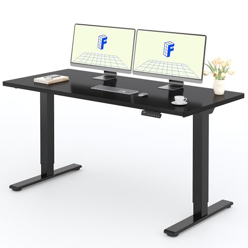 FLEXISPOT Escritorio Elevable Eléctrico 140X80cm con Tablero Entero con 2 Motor, Standing Desk, Mesa Elevable Escritorio de Elevable con 4 Opciones de Memoria Inteligente para Oficina y Hogar(Negro)