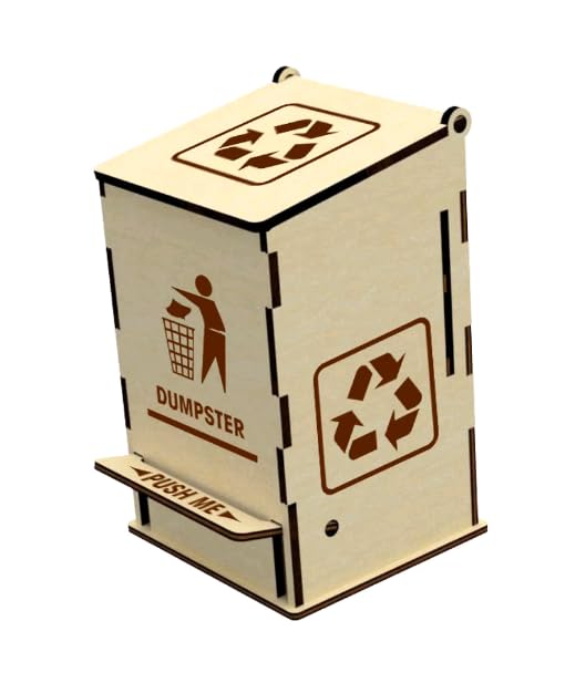 LASERMEECRAFT Miniature Wooden Pedal Bin - Desk Wastebasket, Small Trash Can, Novelty Gift | Made in India, 7.6x7.3x12 cm