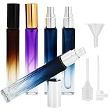 MVVM Refillable Mini Perfume Travel Bottle Set, 5PCS 10ML Glass Mini Perfume Travel Refillable Bottle, Carry On Approved Portable Atomizer Sprayer For Perfumes Kit with Funnel