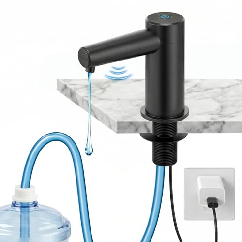 Touchless Automatic Dish Soap Dispenser for Kitchen Sink, Two Adjustable Sink Soap Pump, 38" Extension Tube, Leak-Proof Plug-in, Built-in for Bathroom Commercial (Black)