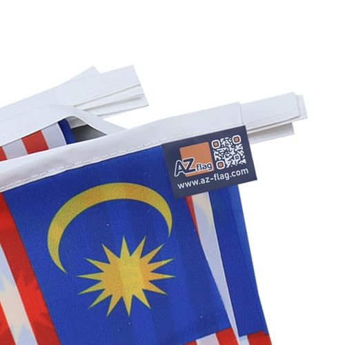 Image of AZ FLAG Malaysia 6 meters BUNTING Flag 20 flags 9'' x 6'' - Malaysian STRING flags 15 x 21 cm