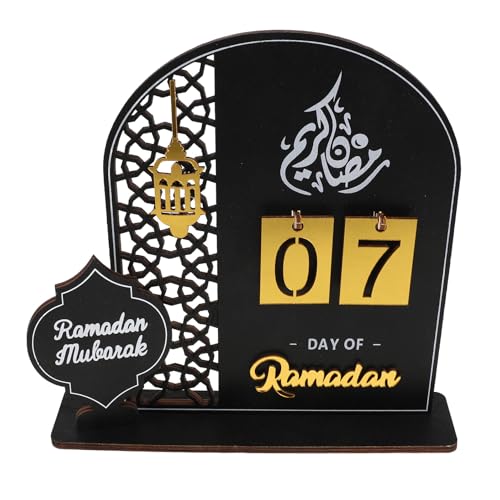 LIGIGWASH Calendrier de Compte à Rebours du Ramadan 2026 en Acrylique Noir, Décoration de Table Islamique Moderne, Calendrier de L'avent du Ramadan pour Fête de L'aïd, Ornement Léger