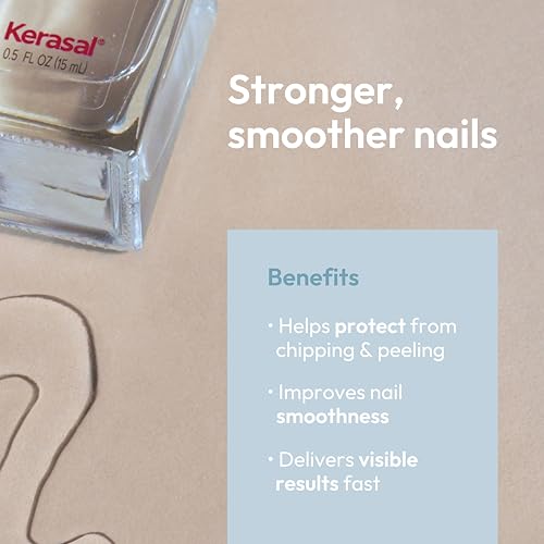 Image of Kerasal Strengthen & Restore Base Coat- Stronger, Smoother Nails, 0.5 fl oz | Strengthening Base coat with Hydrolyzed Keratin & Hyaluronic Acid helps nails look smoother, feel stronger and protected.