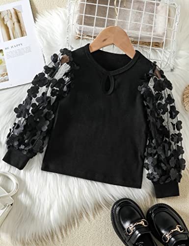 Image of Toddler Girl Clothes 3T-4T toddler girls fall winter outfits Black Lace Butterfly Long Sleeve Light Blue Jeans 2Pcs Fashion Gift Set