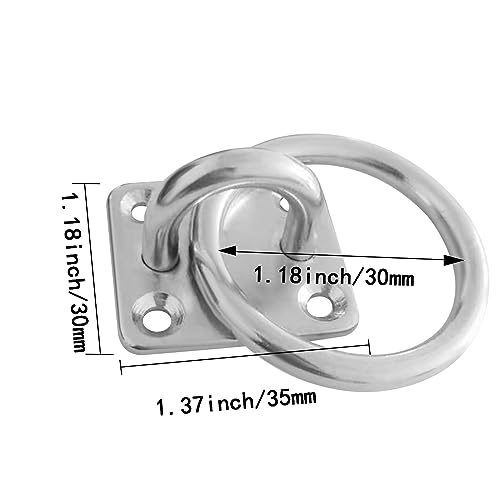 JVHLOV 4 Stück Anbindering verzinkt mit Anschraubplatte Ring, Augplatte mit Ring Anbindering zum Anschrauben Decksplatte, für Anbindung Pferde Barrenring Krippenring Anbindehaken