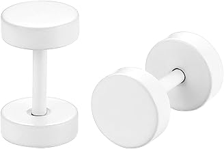 Flongo Männer Ohrstecker Knopf Frauen Ohrringe, 3-14mm Gestüt Stecker Flach Ohrringe Ohrstecker Ohrhänger Schwarz Blau Weiß Rose Gold Taper Fake Plug Tunnel Piercing Herren,Damen