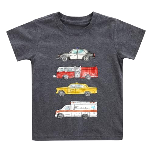 Boys T Shirts Toddler Baby Kids Rescue Vehicles Graphic Short Sleeve Tees Kids Funny Summer Tops 2T