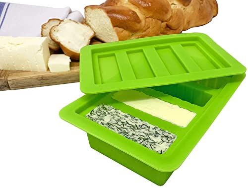 Moule à beurre en silicone anti-adhésif avec couvercle – facile à beurrer pour beurre fait maison, herbes, ail et beurre de cannabis – sans BPA
