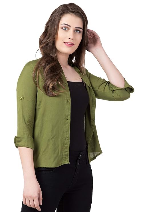 Image of Women's Solid Full Sleeve Rayon Shirt - Regular Fit, Lightweight, Office & Casual Wear Blouse