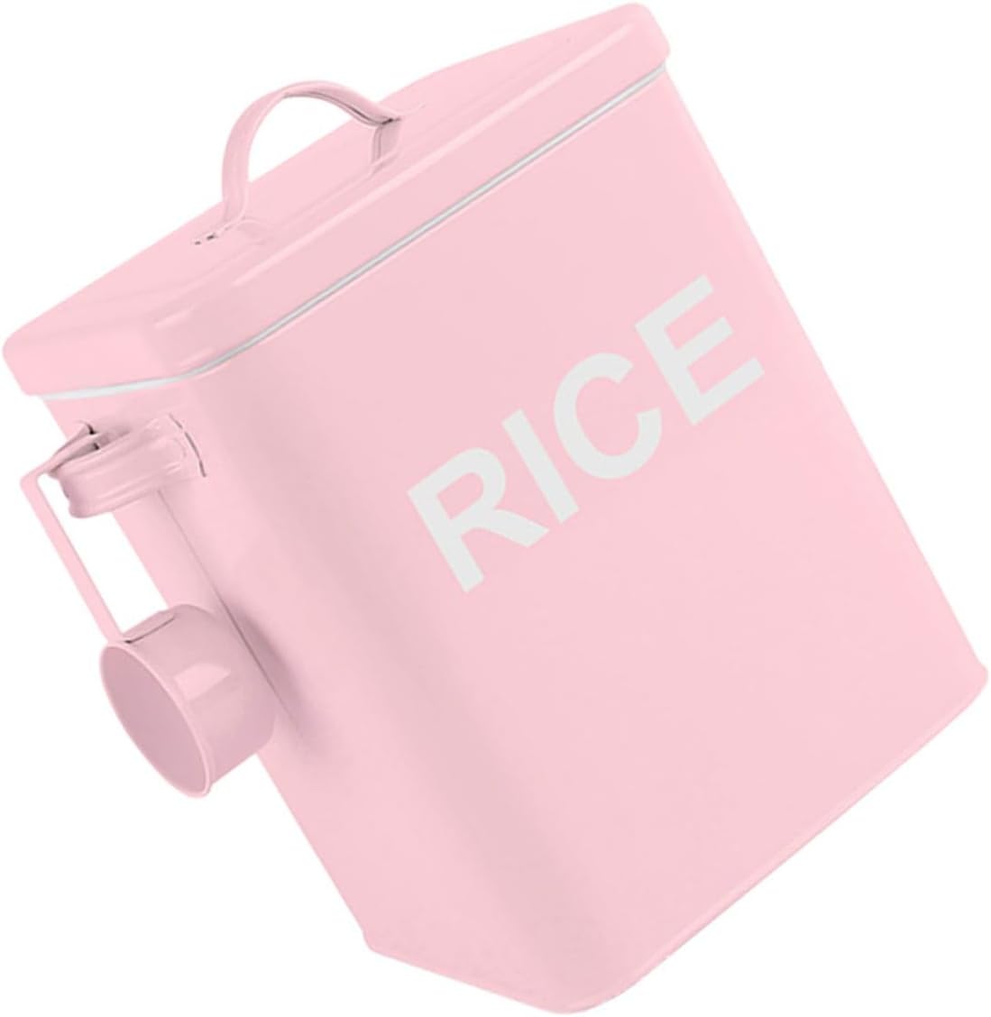 Cabilock Pet Food Storage Bucket with Measuring Cup, Iron Cat and Dog Food Container, Moisture-proof Sealed Rice Bin for Home Use, Pink