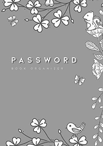Password Book Organizer: B6 | Internet Address Journal with A-Z Alphabetical Index | Cute Floral Frame Design Gray