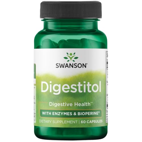 Swanson Digestitol – Natural Digestive Health Support Featuring Digestive Enzymes and BioPerine – Supports Increased Nutrient Absorption & Overall Wellness – (60 Capsules)