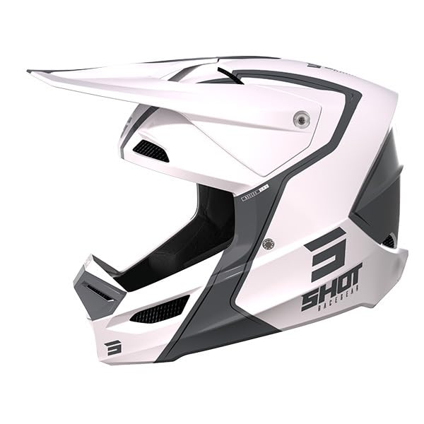 SHOT RACE GEAR Casque Motocross Furious Reflex White Glossy – Casque Moto Tout-Terrain Homologué ECE 22.06 – Ultra Léger 1300 g – Ventilation...
