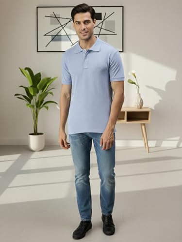 Image of Lux Cozi Men's Cotton Solid Polo Tshirt | Collar Tshirts | Half Sleeves | Stylish & Premium All Day Wear | Pack of 1