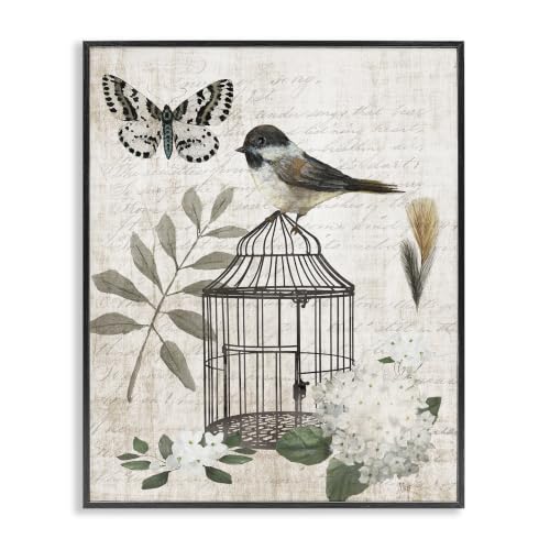 Botanical Bird Cage Vintage, 24 x 30 Inch Framed Giclée Print