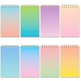 Koogel 8PCS Mini Spiral Notepads, 3'x5' Pocket Notebooks College Ruled Notebooks Gradient Design for Women Gift Office School Supplies