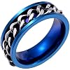 Mens 8MM Stainless Steel Chain Spinner Ring Classic Promise Wedding Band Multi-Color