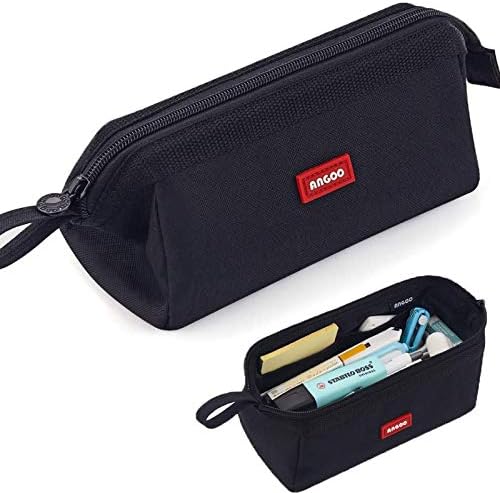 Large Pencil Case Big Capacity Pencil Bag Portable Pencil Case School Supplies Suitable for Middle High School College Students Girls Boys Teen Storage Organizer Gift (Black)