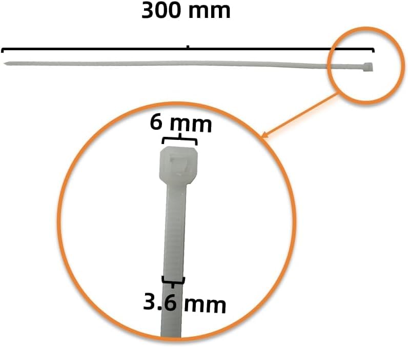 Image of bvslf 300 MM x 3.6 MM | 300 PCS | Heavy Duty Strong 30 cm Long Self Locking Cable Zip Tie for Cable Management Luggage Packing Electrical Lock Cable Tie | 12 inch Premium Nylon Zip Ties | White