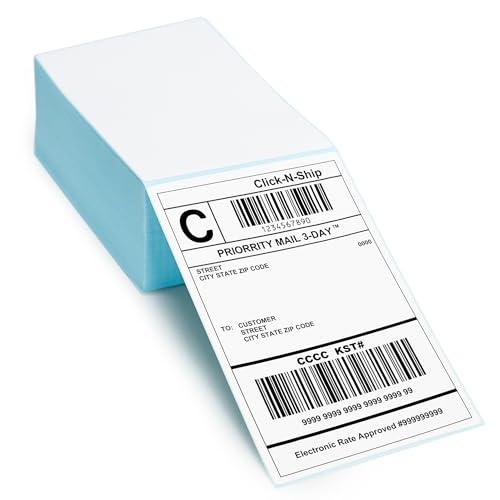 L LIKED 500 Fanfold 4 x 6 Thermal Labels, with Perforated Line Shipping Labels, Permanent Adhesive, Compatible with Zebra & Rollo Printings, White, Commercial Grade