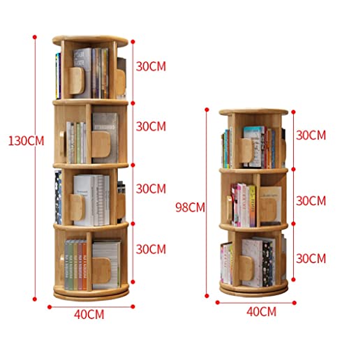 4 Layers Wooden Revolving Bookcase, 360° Display Corner Bookcase, For Small Spaces, Floor To Ceiling Bookcase Storage Shelf Stackable, Suitable For Home Office Living Room Study ( Color : Original Woo #TOP2