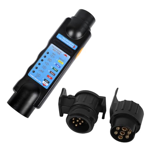 Yuanjoy 7/13 polos dispositivo de prueba de enganche de remolque 7 pines enchufe de remolque RV probador de vehículos de 12 V con adaptador de 13 a 7 polos y de 7 a 13 polos