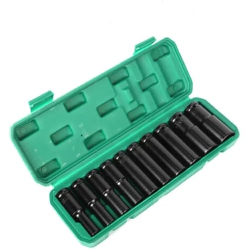 Image of STARQ 10pcs Impact Socket Set 10-24MM with 1 /2 inch Drive to 1 /4 inch Hex Adapter Converter, Long Deep Sockets + Quick Release Chuck for Drill & Ratchet