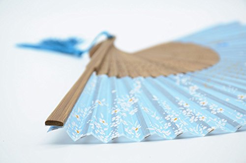 Omytea® 8.27"(21Cm) Women Hand Held Silk Folding Fans With Bamboo Frame - With A Fabric Sleeve For Protection For Gifts - Chinese/Japanese Style Butterflies And Willow Pattern (Wzs-40) #TOP2