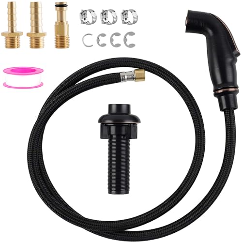 Image of Universal Kitchen Sink Side Sprayer Compatible with Moen, Oil-Rubbed Bronze | NSF /ANSI /CAN 372 Certified, Kitchen Sink Faucet Sprayer Attachment with Quick Connectors /Hose /Holder, Pull-Out Sprayer Nozzle