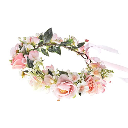 Vividsun Flower Crown Floral Wreath Headband Floral Crown Wedding Festivals Photo Props Headpiece (Pink) #TOP1