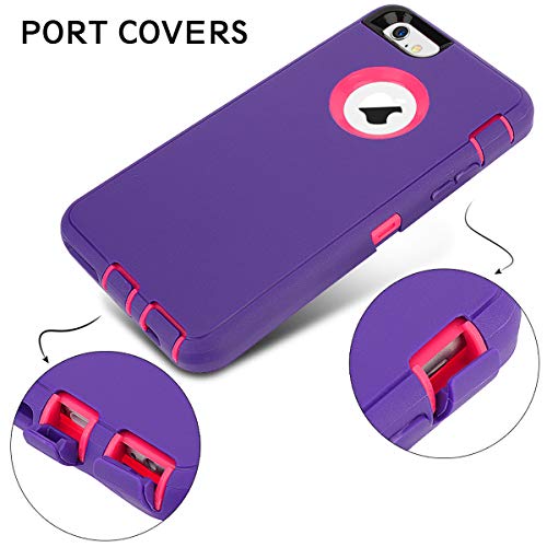 Maxcury Heavy Duty Shockproof Series Case For Iphone 6 Iphone 6S Case (4.7")-V2 With Built-In Screen Protector Compatible With All Us Carriers - Purple/Peach #TOP3