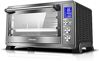 TOSHIBA AC25CEW-BS Large 6-Slice Convection Toaster Oven Countertop, 10-In-One with Toast, Pizza and Rotisserie, 1500W, Black Stainless Steel, Includes 6 Accessories
