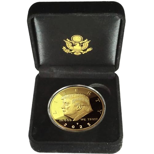 Donald J. Trump Won 2025 Gold Coin in Velvet Display Case - 47th Presidential Commemorative Gold Plated Replica Challenge Coin with Cert of Authenticity (2025 Velvet)