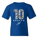 Mbappe-Inspired 10 Collage Graphic - Madrid Tribute Youth Unisex T-Shirt (Royal, Youth Small)